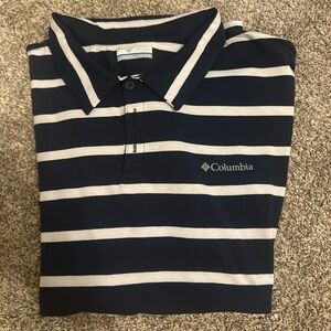 Columbia Men's Polo Shirt in Navy and White Stripes